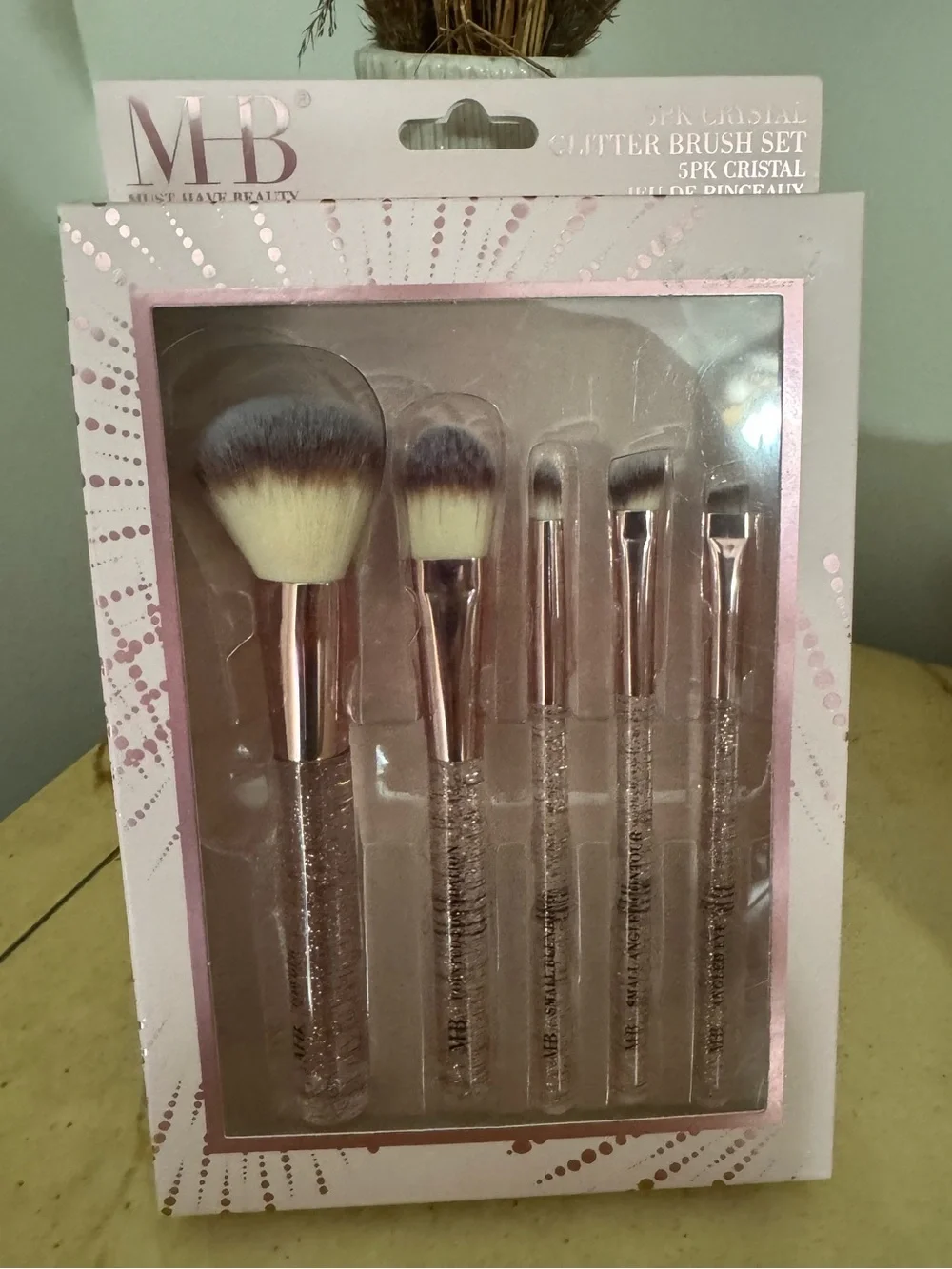 MB Must.Have Beauty 5pc Crystal Glitter Makeup Brush Set - Pink Silver